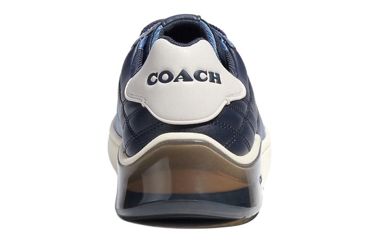 COACH Leather Lace Up Low top Stylish Skateboarding Shoes Men's Midnight Blue