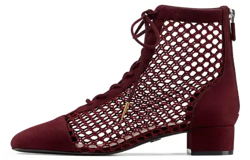 DIOR Naughtily D Trendy Ankle Boots Medium Heel Women's Burgundy