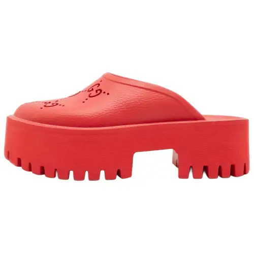GUCCI Closed Toe Slippers 6cm Women's Red