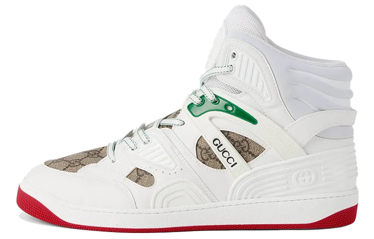 GUCCI Basket High Shoes White Demetra Red