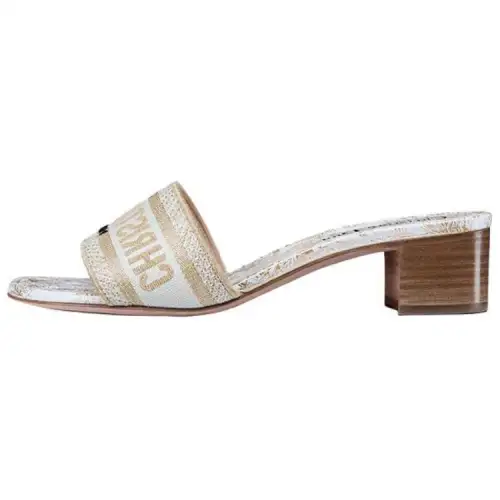 DIOR Dway Slide Slippers 4cm Women's White Gold