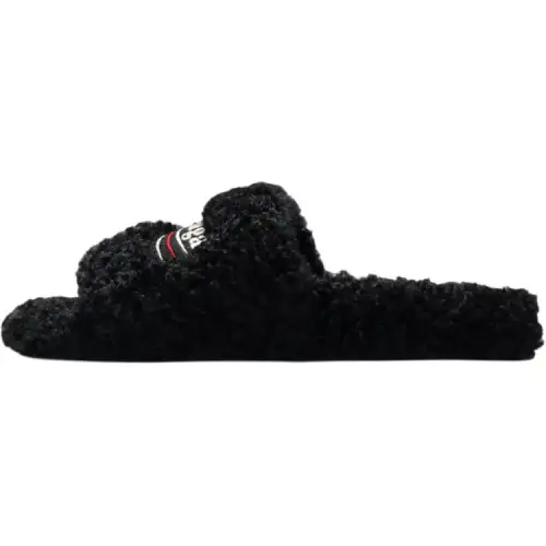 Balenciaga Furry Slide Slippers Women's Black