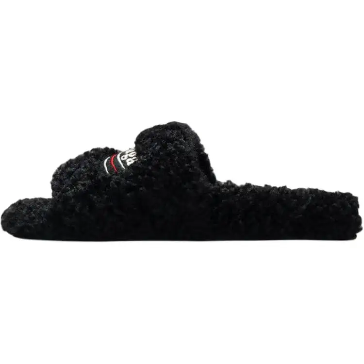 Balenciaga Furry Slide Slippers Women's Black