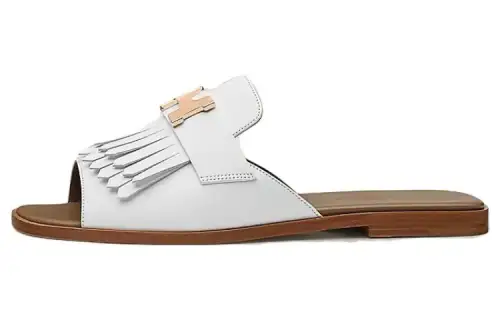HERMES Slide Slippers Women's White
