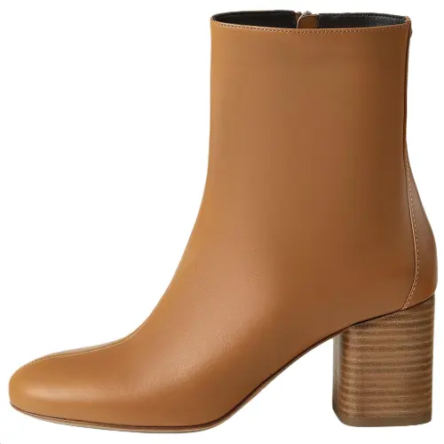 HERMES Licol Calfskin Ankle Boots 7cm Women's Natural Color