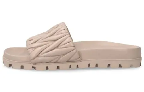 MIU MIU Slide Slippers Women's Beige