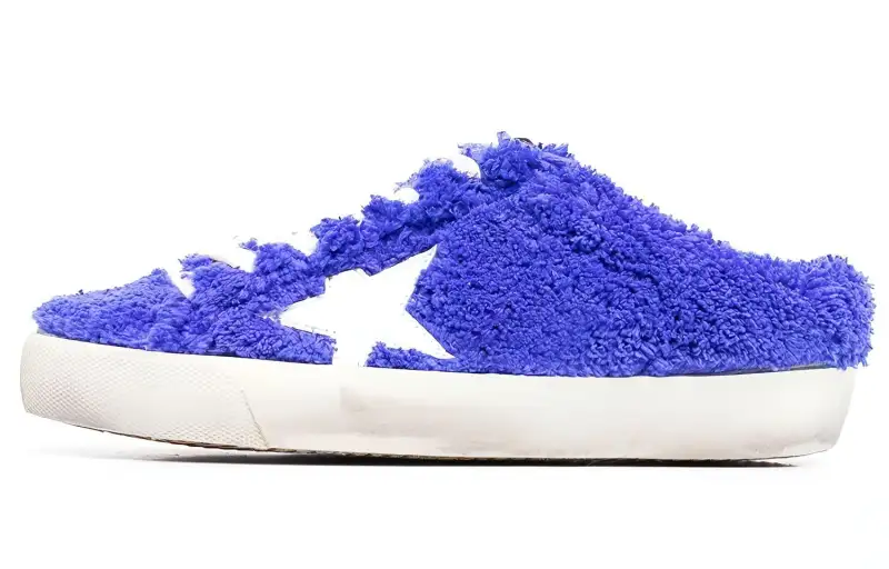 Golden Goose Super Star Sabot Shearling Distressed Stylish Skateboarding Shoes Women's Blue