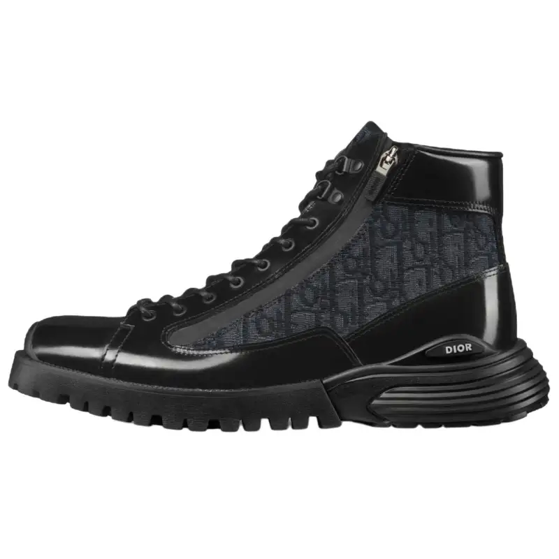DIOR Combat Cow Leather Ankle Boots Men's Black