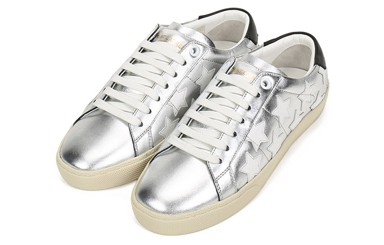 Кеды SAINT LAURENT 59254108C208283 (бело-серебристые) — фото 3
