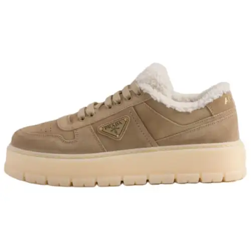 PRADA Suede Low top Skateboard Shoes Men's Umber