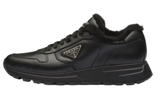 PRADA Logo Leather Sneakers