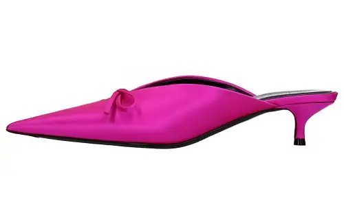Balenciaga Knife Satin Closed Toe Slippers Women's Fuchsia