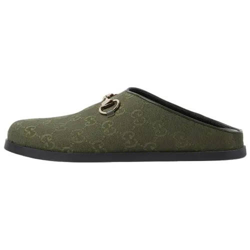 GUCCI Horsebit Closed Toe Slippers Women's Green