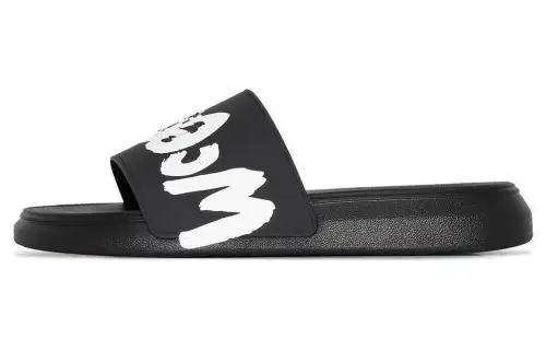 Alexander McQueen graffiti-logo slip-on slides