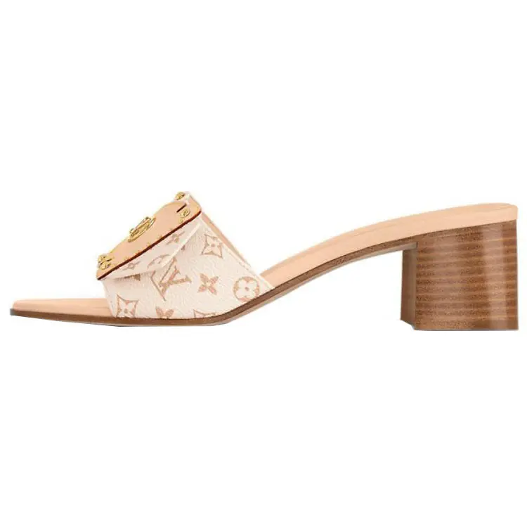 LOUIS VUITTON Slide Slippers Women's Beige
