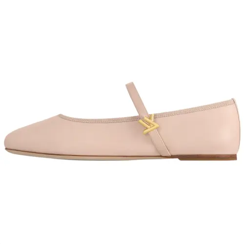 LOUIS VUITTON Romy Sheepskin Flat Mary Jane Shoes Women's Pink