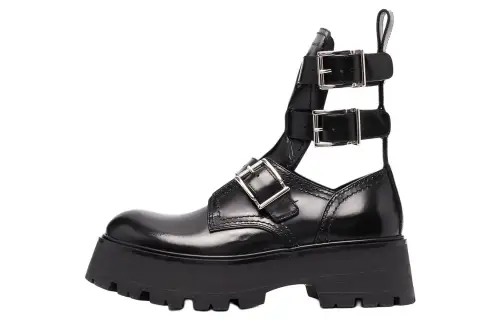 Alexander McQueen Buckled Ankle Boot Black Women's
