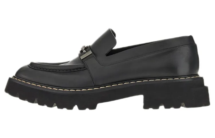 FERRAGAMO Gancini-plaque Leather Moccasin