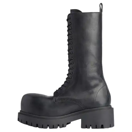 Balenciaga Stomper Cow Leather Short Mid Calf Ankle Boots Men's Black