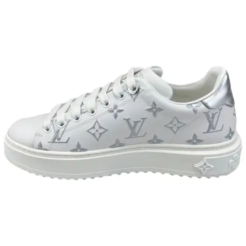 LOUIS VUITTON Time Out Sneakers 'White With Silver Monogram' Women's