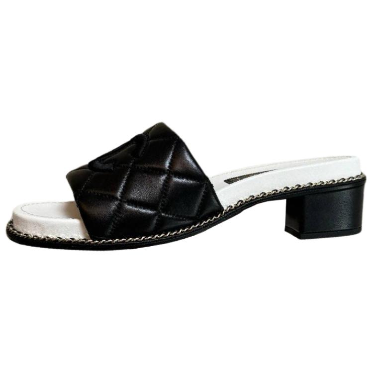 CHANEL 25P Spring Summer Rubber Slide Slippers 4cm Women's Black