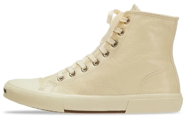Balenciaga PARIS Leather Stylish Skateboarding Shoes Women's Beige