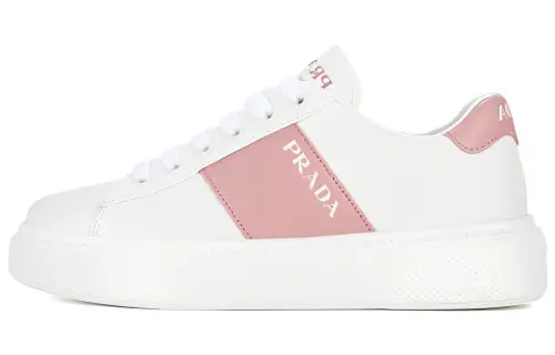 PRADA Leather Low top Skateboard Shoes Women's Pink White