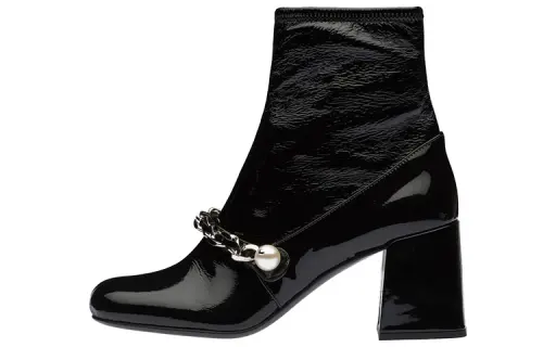 MIU MIU Naplak Leather Ankle Boots Women's Black