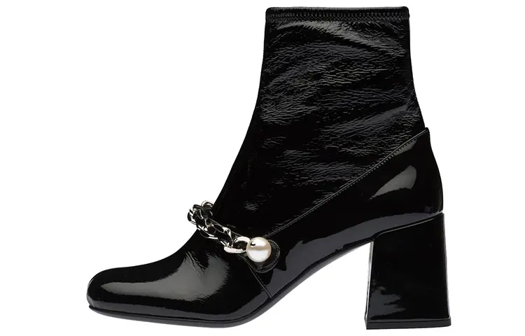 MIU MIU Naplak Leather Ankle Boots Women's Black