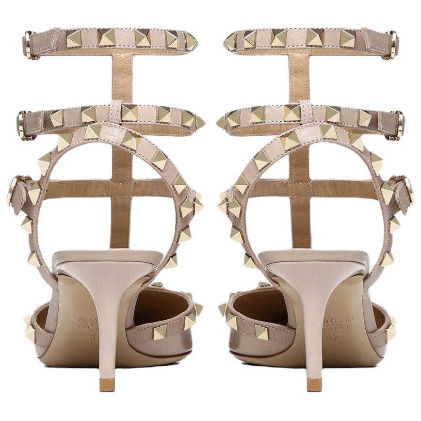 Valentino Rockstud Sheepskin Slim Heel High Heels 6.5cm Women's Nude