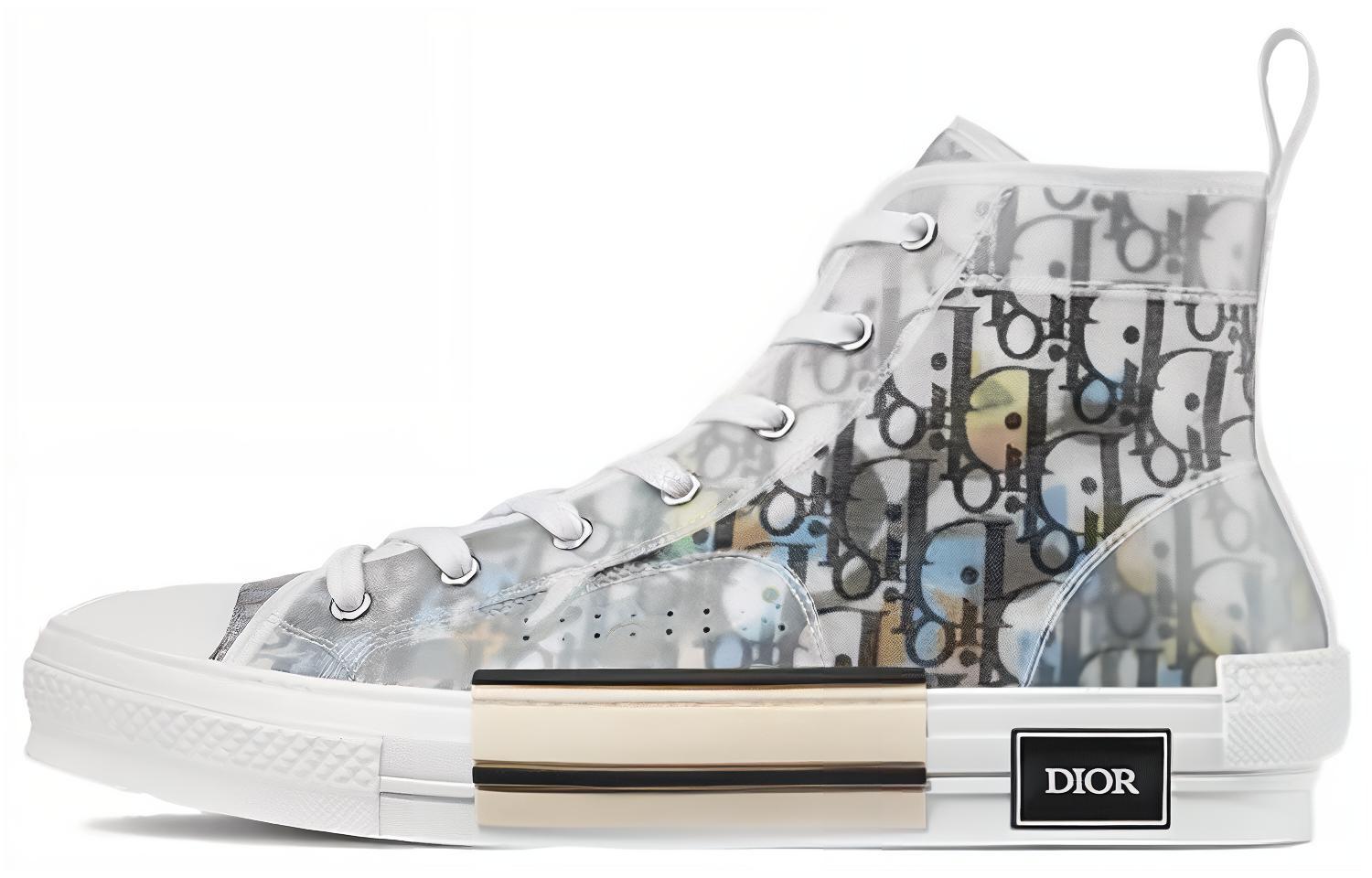 DIOR Dior B23 Oblique Series Alex Foxton Sports High Top Fashion Sneakers Men's Gray White