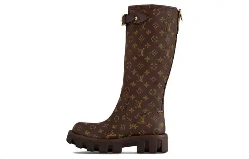LOUIS VUITTON Knee high Boots Men's Dark Brown