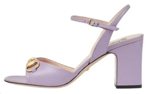 GUCCI Horsebit Leather One Strap Sandals Women's Purple