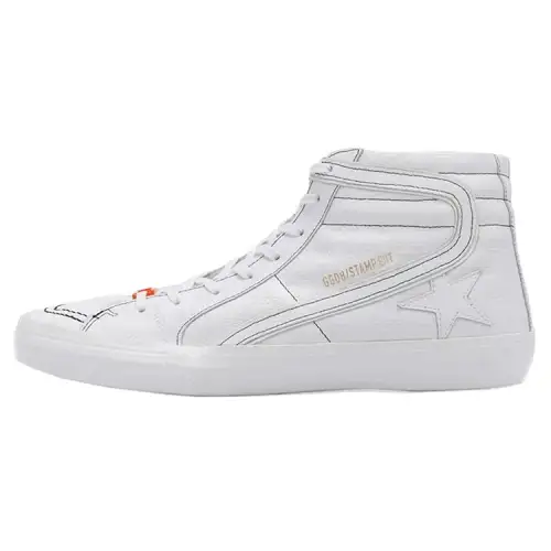 Golden Goose Slide Skateboard Shoes Men's Mid Top White