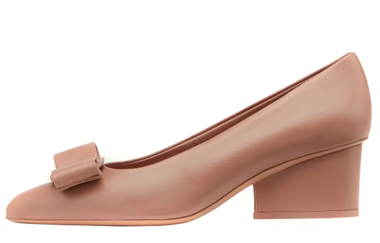 FERRAGAMO Viva Chunky Heel High Heels 5.5cm Women's Dark Pink