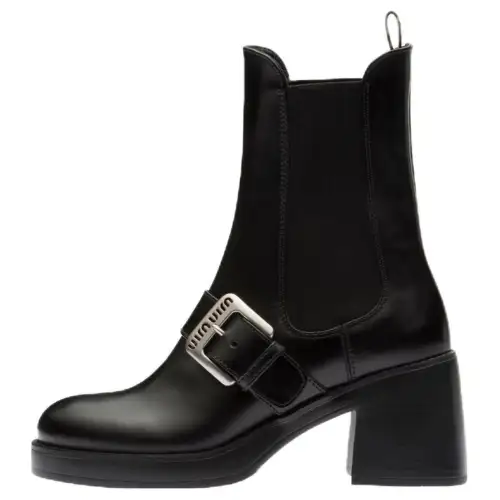 MIU MIU Leather Short Chelsea Boots 7.5cm Women's Black