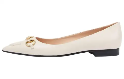 GUCCI Horsebit Leather Casual Shoes 1.5cm Women's Beige