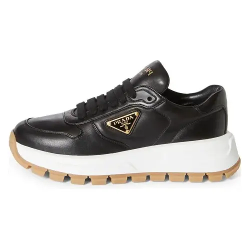 PRADA Triangle-logo Leather Sneakers