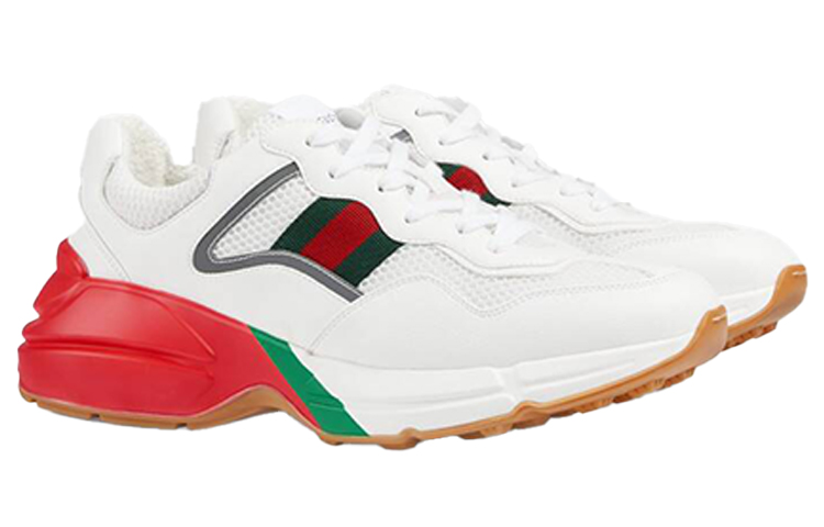 Мужские кроссовки Gucci Rhyton (бело-красно-зеленые) — фото 3