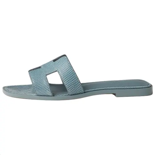 HERMES Oran Slide Slippers Women's Gray Blue