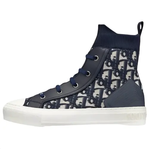 DIOR Walk'n'Dior High top Skateboard Shoes Women's Dark Blue
