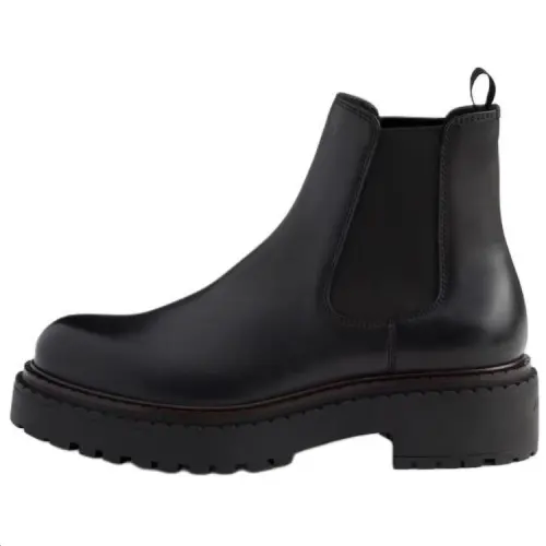 PRADA Leather Short Chelsea Boots 6CM Men's Black