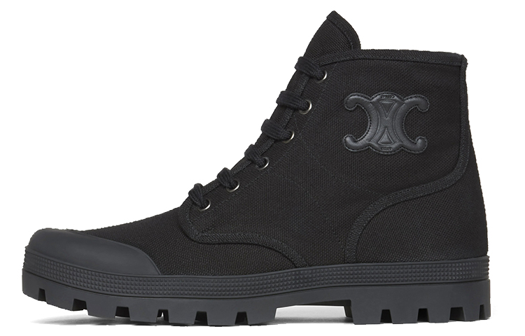 CELINE Patapans Canvas Ankle Boots Women's Black