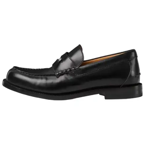 GUCCI Leather Loafers Men's Black