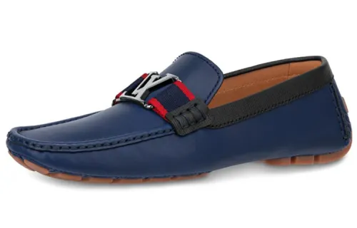 LOUIS VUITTON Monte Carlo Taïga Top Grain Cow Leather Casual Shoes Men's Dark Blue