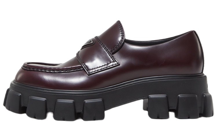 Мужские лоферы Prada Monolith (красно-коричневые)