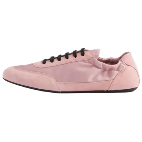 PRADA Re Nylon Collapse Suede Low top Casual Shoes Women's Peach Pink