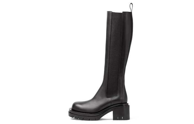 Bottega Veneta Bottega Veneta Lug Chelsea Leather Simple High Boots 6.5cm Women's Black