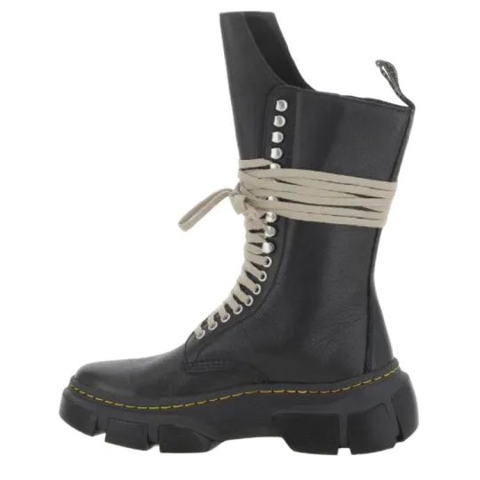 RICK OWENS /RO Leather Crew Combat Boots Men's Black