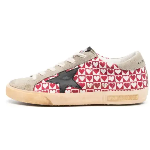 Golden Goose Super Star Fashion Trend Low top Skateboard Shoes Women's Light Gray/Red White